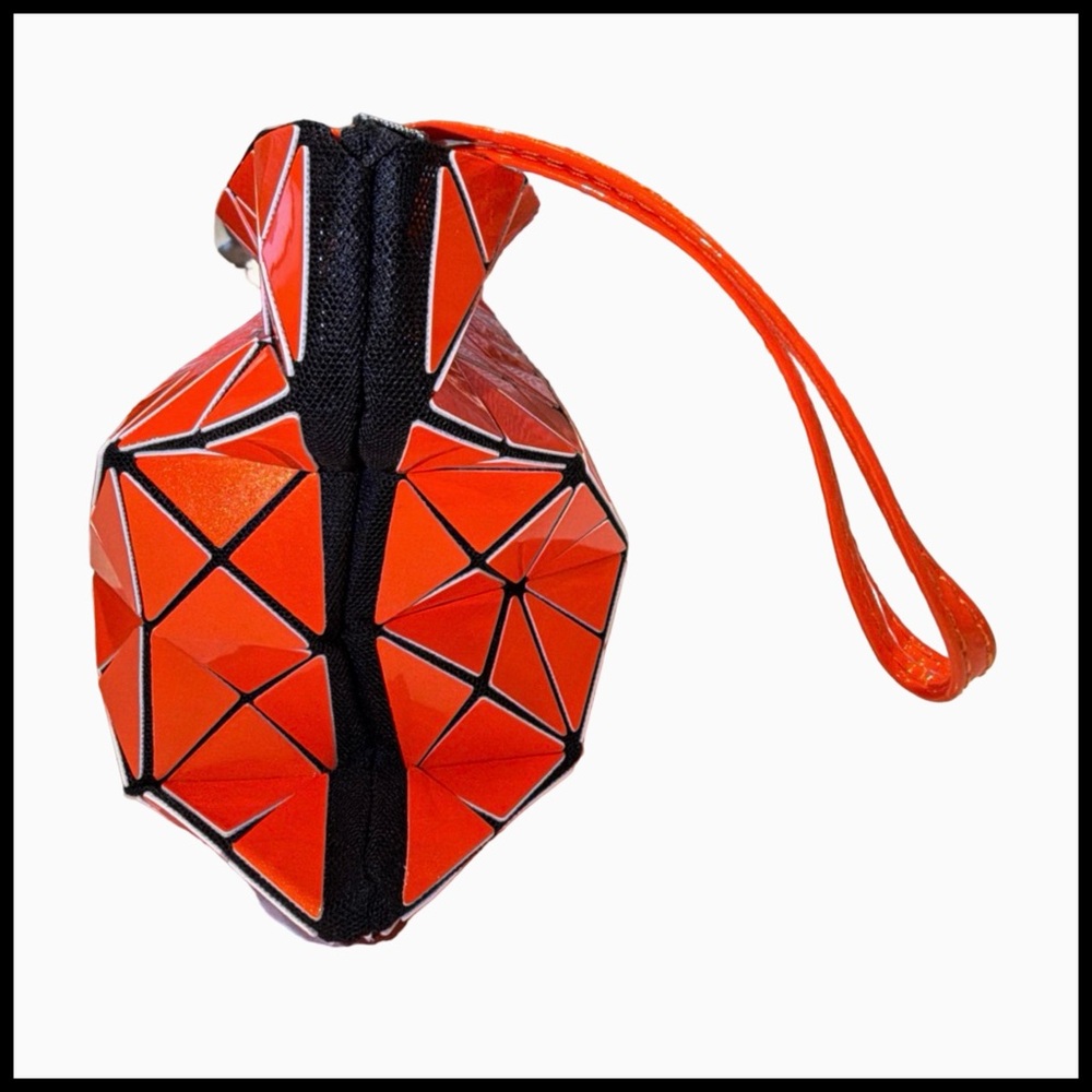 Bao Bao Issey Miyake Style Geometric Prism Orange Wristlet Crossbody Origami Bag - Picture 8 of 11